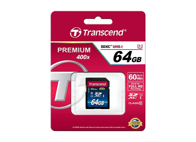 Cartão de Memória SDXC Transcend Premium Series 64 GB TS64GSDU1