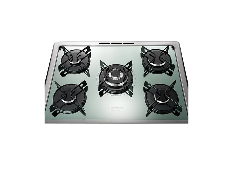 Fogão de Piso Electrolux Celebrate Glass 5 Bocas Acendimento Superautomático Acabamento Inox com Forno Duplo Grill 76DGX