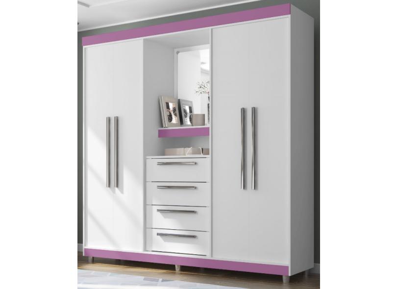 Guarda-Roupa Casal 4 Portas 4 Gavetas com Espelho 1618 Araplac