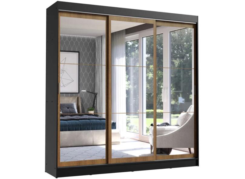 Guarda-Roupa Casal 3 Portas 3 Gavetas com Espelho Istambul 3E Madesa