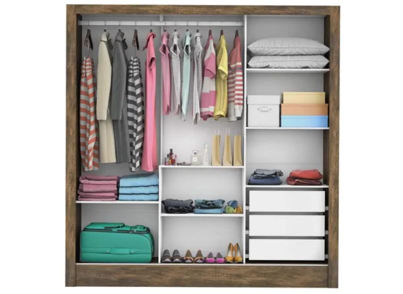 Guarda-Roupa Casal 3 Portas 3 Gavetas com Espelho Santiago Plus Espresso Moveis