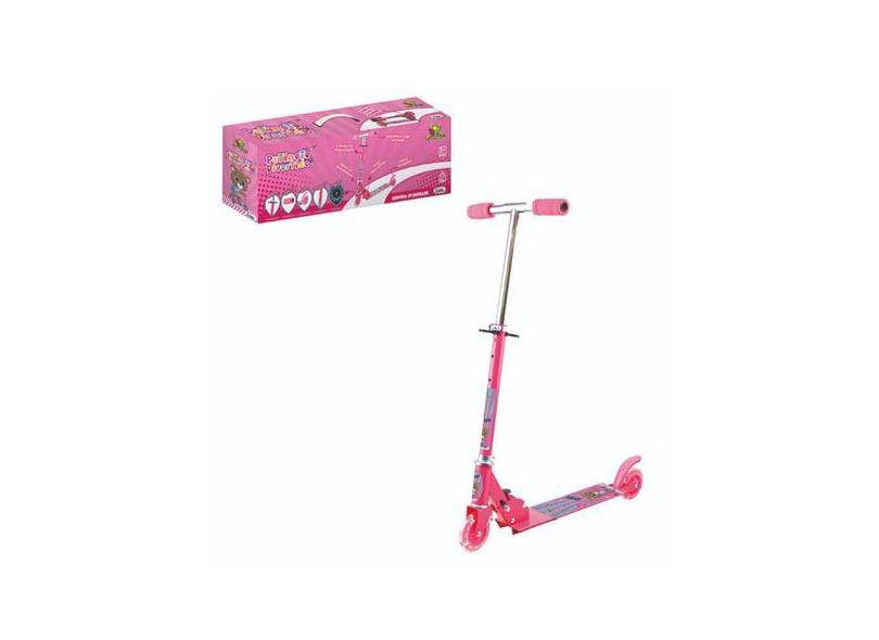 Patinete Infantil Menina Rosa 2 Rodas Com Luzes Radical 45Kg - Art Bri