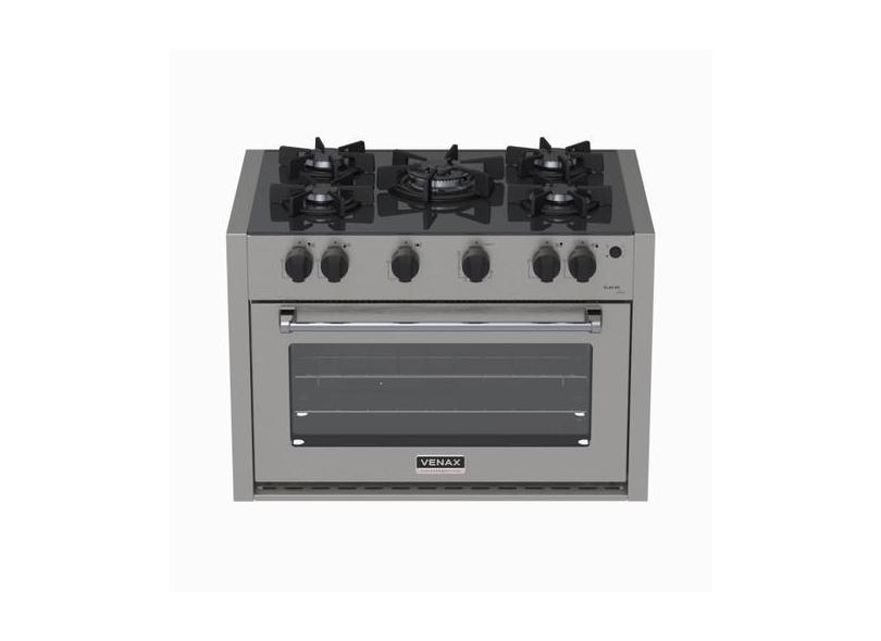 Fogao de Embutir 5 Bocas Venax Gaudi Line Inox Gas Glp, Bivolt
