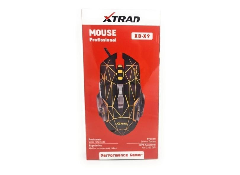 Mouse Gamer Profissional Para Jogos Com Iluminação USB Xtrad XD-X9