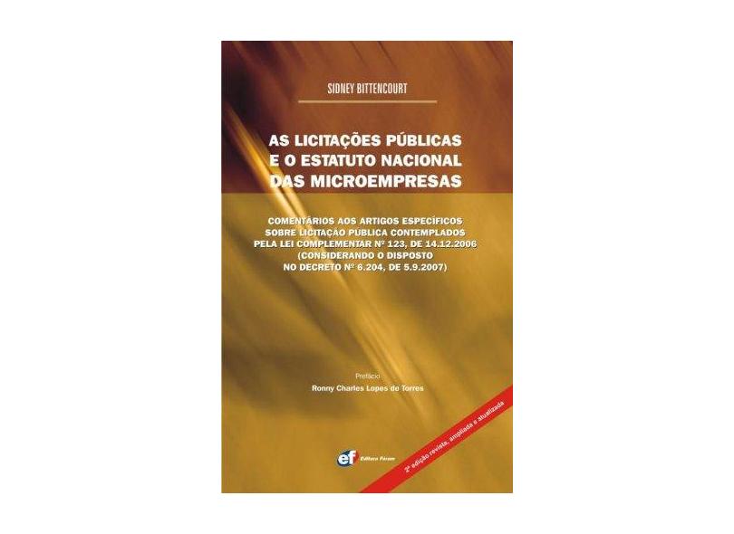 As Licitações Públicas E O Estatuto Nacional Das Microempresas - Capa Comum - 9788577003235