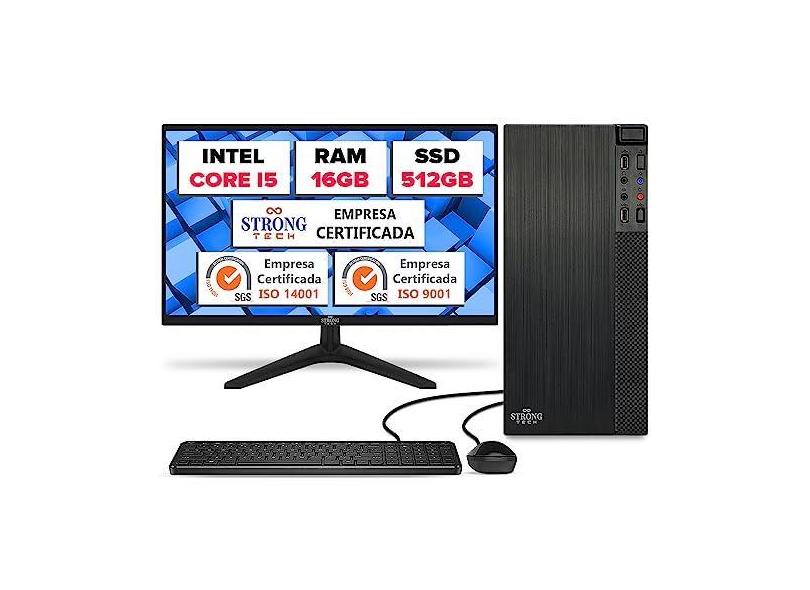 Computador Completo Intel Core i5 16GB SSD 512GB Monitor 17" 4 Núcleos Super Turbo Pc Hdmi Teclado e Mouse Strong Tech