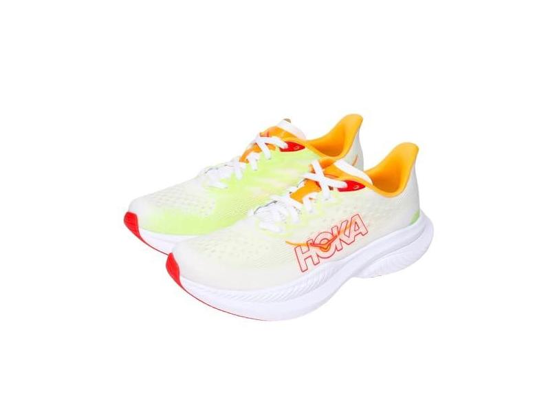HOKA ONE ONE Tênis feminino Mach 6, Branco/alface, 36