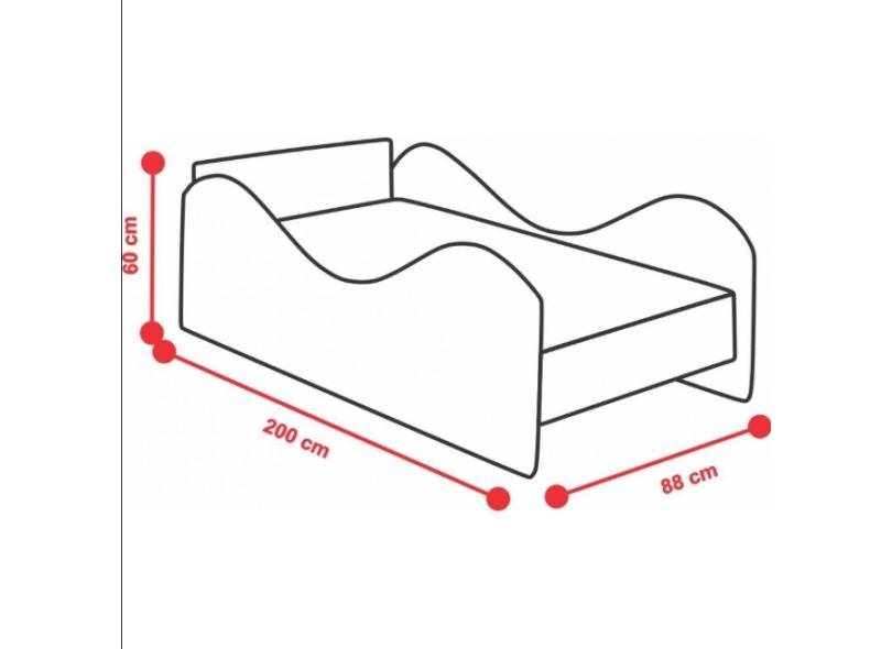 Cama Infantil com Colchão Carruagem Bela 90cm Móveis Print