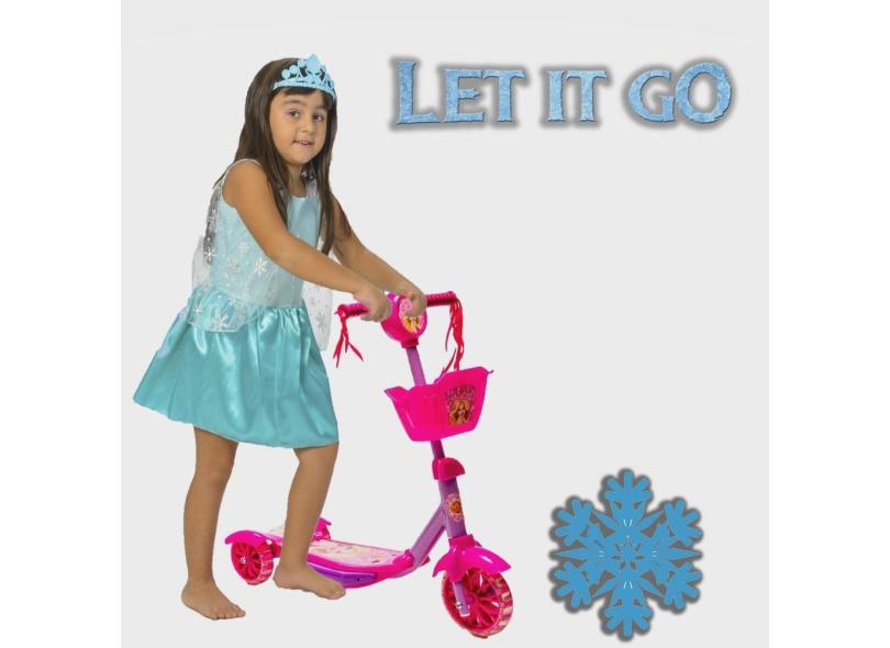 Patinete Feminino Cestinha + Vestido para Princesas + Coroa