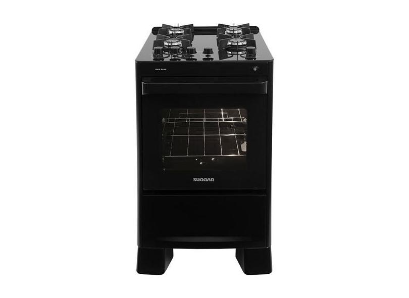 Fogão de Piso Max Plus mesa de vidro 4 Queimadores Preto Bivolt Suggar