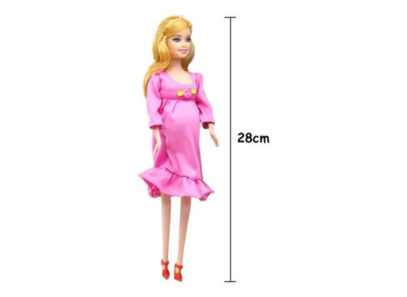 Boneca Gravida Real Amiga Da Barbie Com Bebe Na Barriga 28cm em