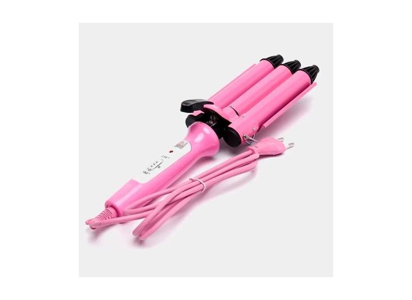Ondulador Tri-onda Rosa Bivolt 25mm Profissional Cabelo Perfeito - GEN