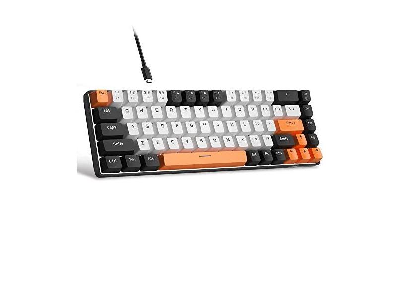 MageGee Teclado portátil 60% mecânico para jogos, MK-Box LED retroiluminado compacto de 68 teclas, mini teclado de escritório com fio com interruptor vermelho para Windows, laptop, PC, Mac -