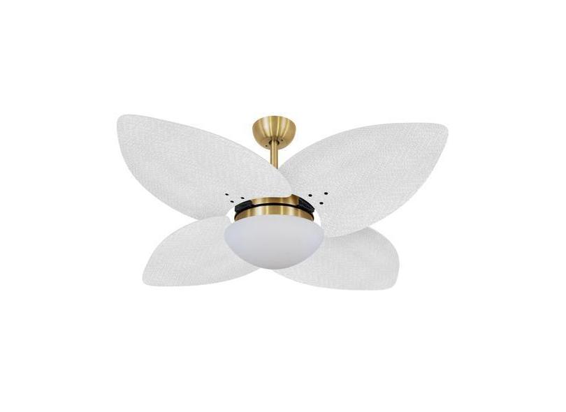 Ventilador De Teto Volare Dourado Dunamis Palmae Branco 127V