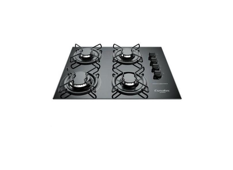 Cooktop À Gás 4 Bocas Esmaltec Vidro - Preto - 55x58x46 Cm, Preto, 110