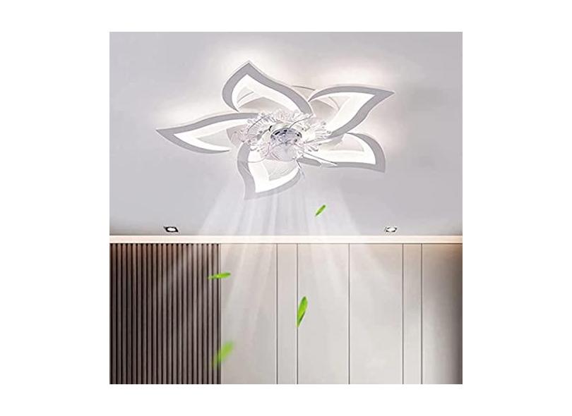 Ventilador de teto com iluminação, ventilador moderno de iluminação de teto regulável por LED, ventilador silencioso em formato de 5 lâminas com controle remoto, luz para sala de estar, quar