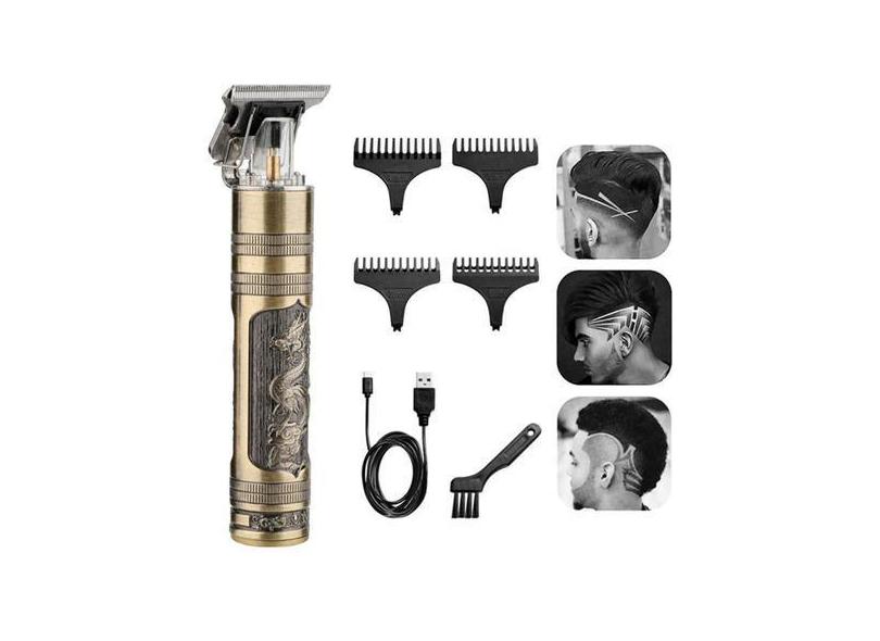 Aparador De Cabelo E Barba Sem Fio  4 Pentes  Aço Inox - Higa Shop