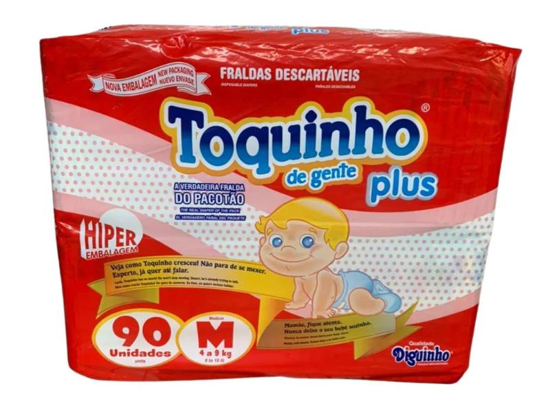 Fralda Diguinho Toquinho de Gente Plus M Hiper 90 Und 4 - 9kg