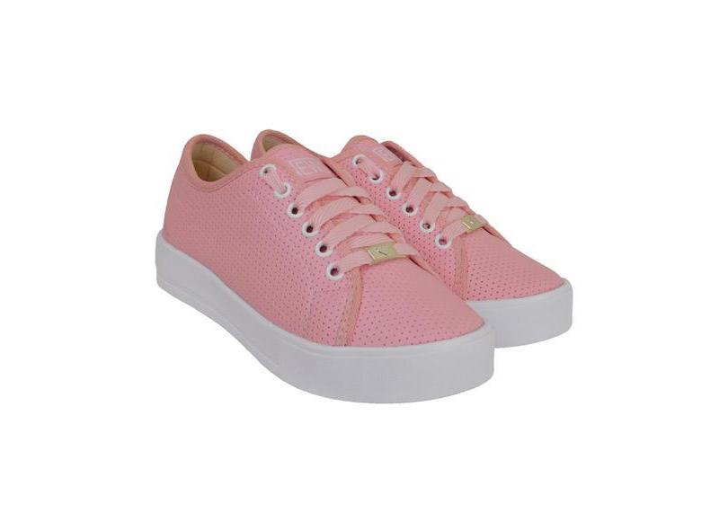 Tênis Casual Feminino Sola Alta Branca Moda Básico Leila Soares