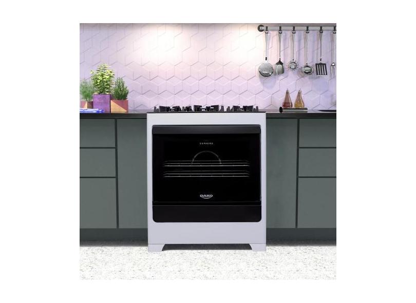 Fogão de Chão À Gás 5 Bocas Acendimento Automático Mesa em Inox Forno 