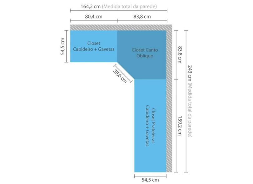 Guarda-Roupa Closet 6 Gavetas Prime Luciane Móveis