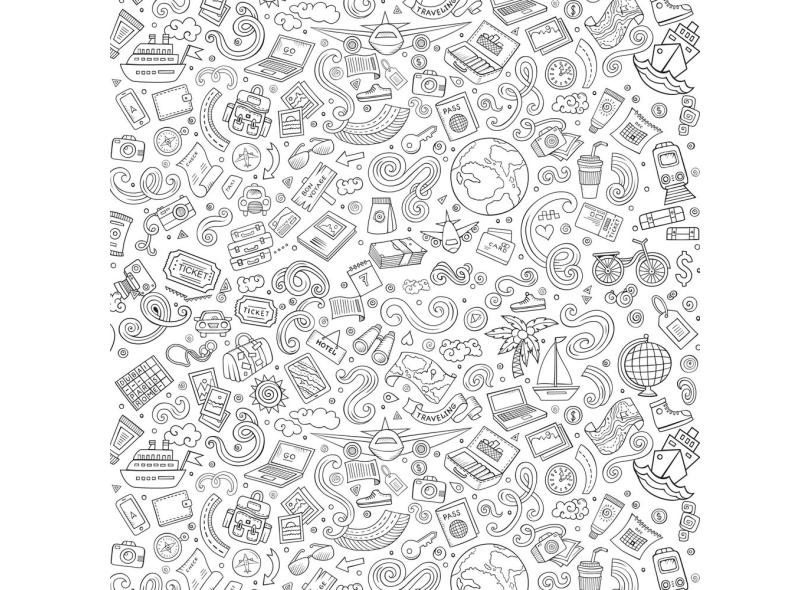 Papel de Parede Desenho para Colorir Travel 2,70x0,57m