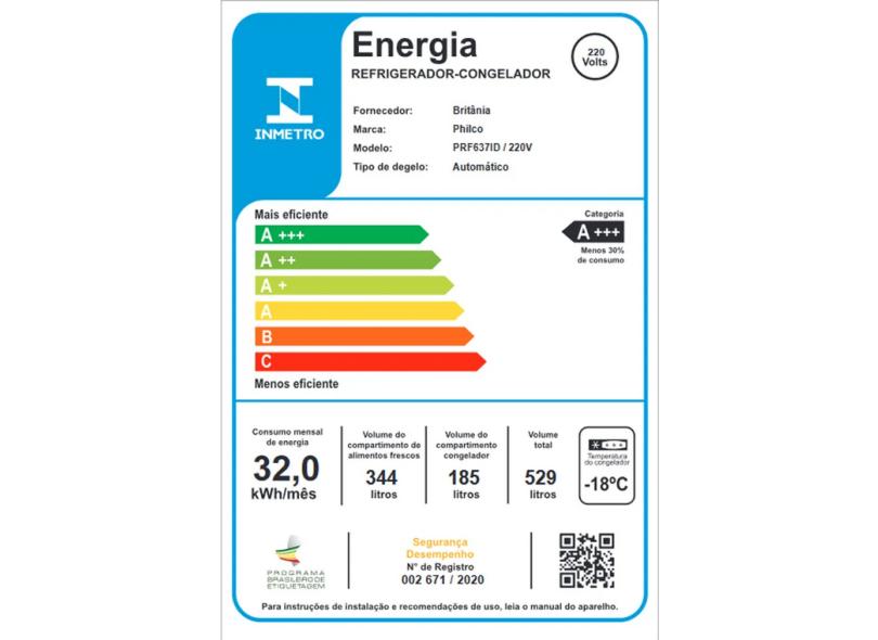 Geladeira Philco PRF637ID Frost Free Side by Side 434 Litros Aço Escovado