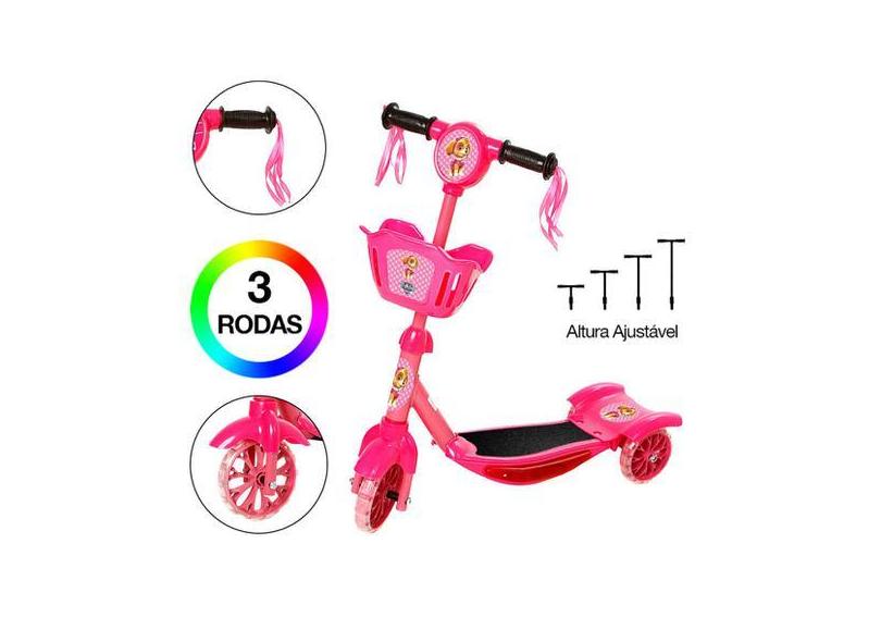 Brinquedo Infantil Patinete Scooter 3 Rodas Com Cesta Luz E - Toys 2U