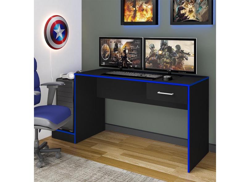 Mesa Gamer Ideal Para 2 Monitores Preto/azul - Pnr Móveis