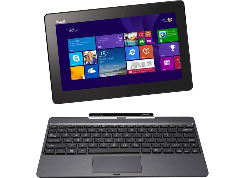 Notebook Conversível Asus Quad-Core Processor 2 GB de RAM HD 500 GB SSD 32 GB LED 10.1 " Touchscreen Windows 8.1 T100
