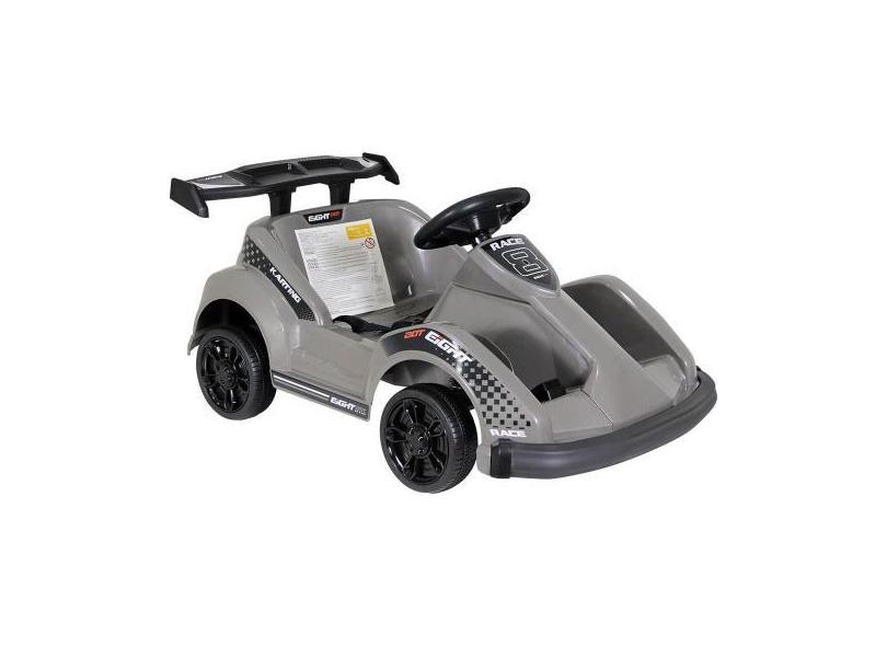 Carrinho De Kart Infantil Elétrico Corrida 6V Bel - Cinza