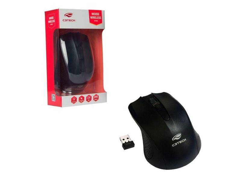 Mouse C3Tech M-W20Bk, Wireless, 1000 Dpi, Preto