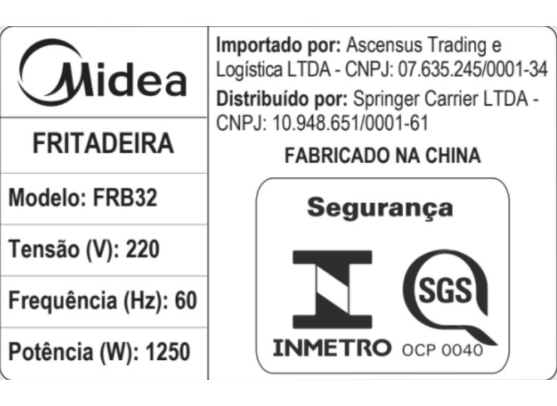 Fritadeira Elétrica Sem óleo Midea Air Fryer FRB3 3.5 l