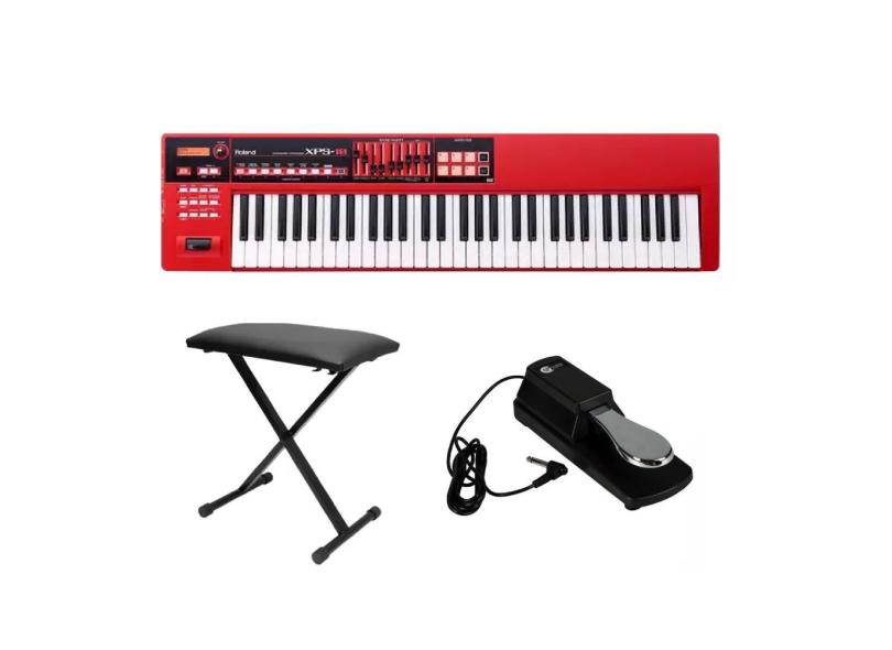 Kit Teclado Sintetizador Roland XPS10 RD Banqueta e Pedal