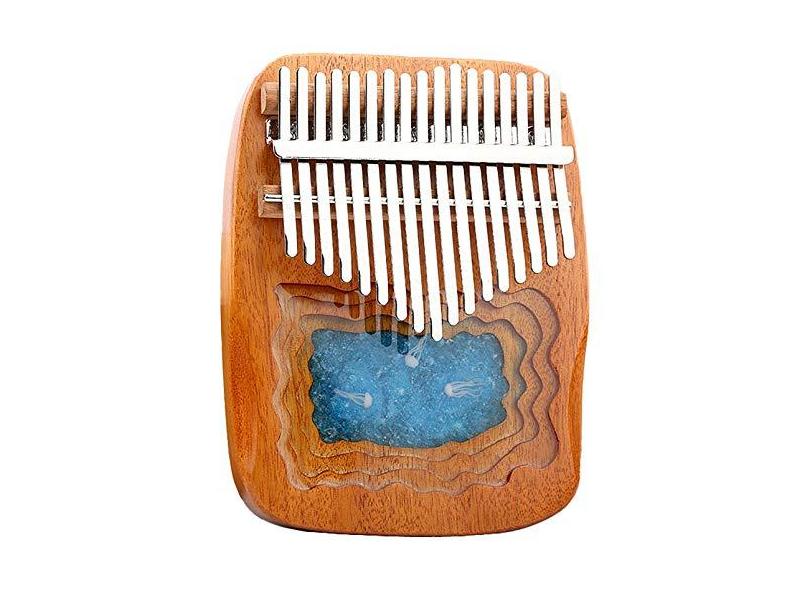 Piano de dedo de bolso resina de mogno, piano de polegar 17 teclas kalimba, piano Mbira para amantes de música, teclado de percussão de dedo com martelo de afinação de piano, (17 cm x 13 cm) A