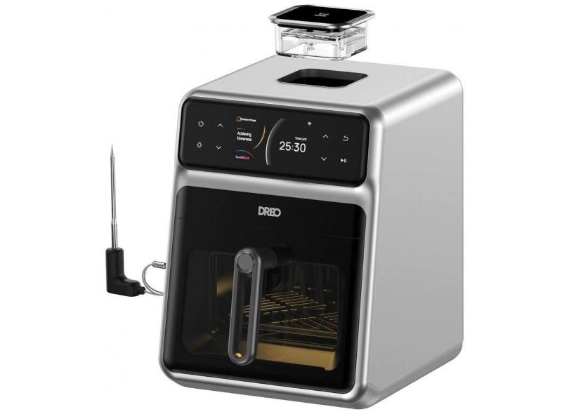 Fritadeira Elétrica Air Fryer 6L com Sonda de Cozimento e Atomizador de Água, 110V 1800W, Dreo ChefMaker, Prata e Preta