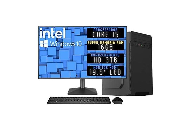 Computador Completo 3green Desktop Intel Core i5 16GB Monitor 19.5" HDMI HD 3TB Windows 10 3D-087