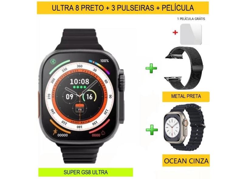 Smartwatch GS8 Ultra 8 45Mm + 3 Puls. Milanese + Ocean + Pelíc.