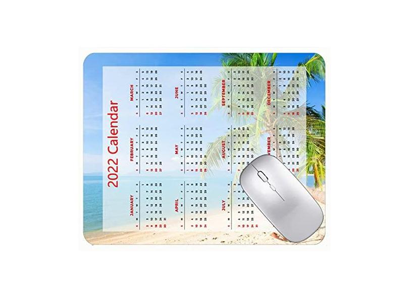 Mouse pad colorido calendário 2022 ano 2022 praia palmeiras mar escritório mouse pad