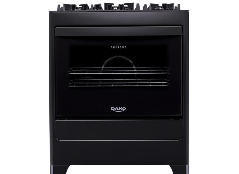 Fogão de Chão À Gás 5 Bocas Acendimento Automático Mesa Vidro Temperado Forno Cozinha Moderna Preto