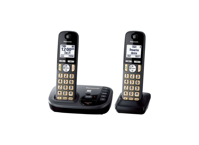 Telefone sem Fio Panasonic com 1 Ramal Secretaria Eletrônica KX-TGD222