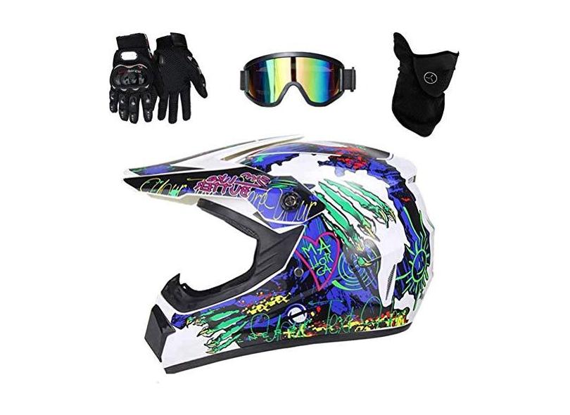 Piloto de motocross profissional com capacete e roupa de proteção