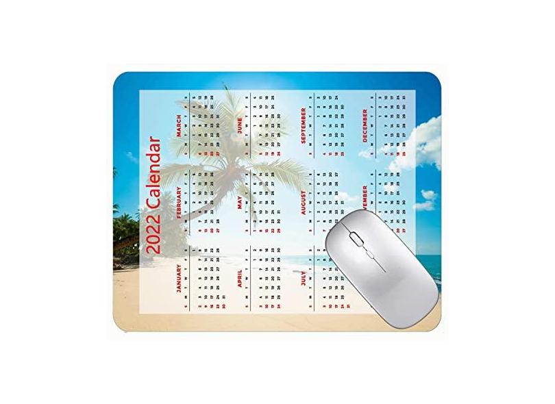 Mouse pad para jogos com calendário 2022, mouse pad Caribbean Sea Beach Palm Office