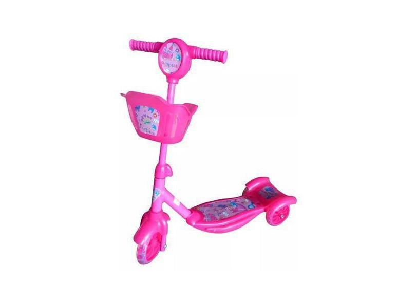 Patinete com Cesta Infantil Musical 3 Rodas com Luz e Som Importway BW010 Rosa