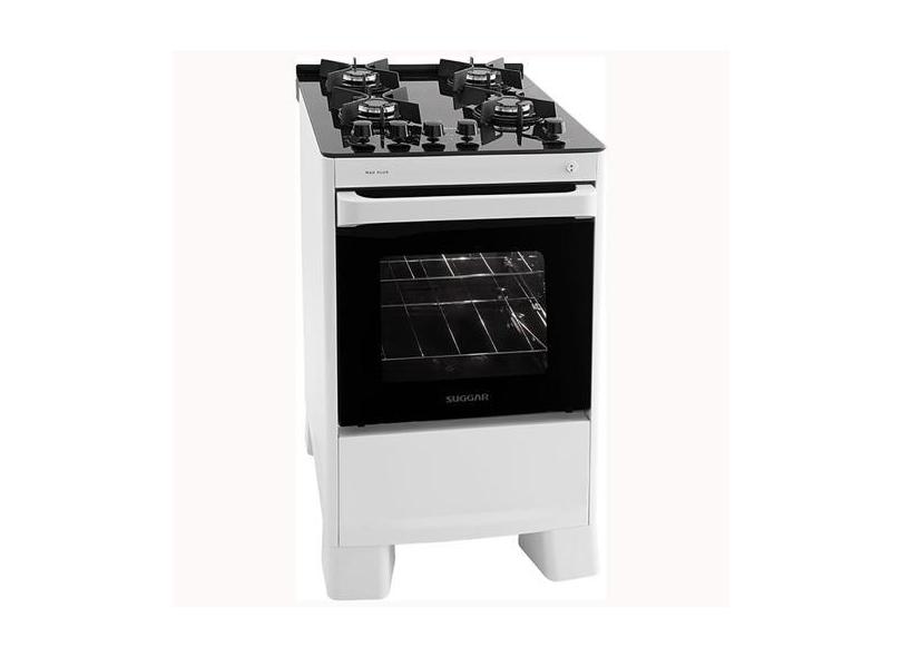 Fogão Mesa de Vidro 4 Queimadores Max Plus Suggar Bivolt Branco, Bivol