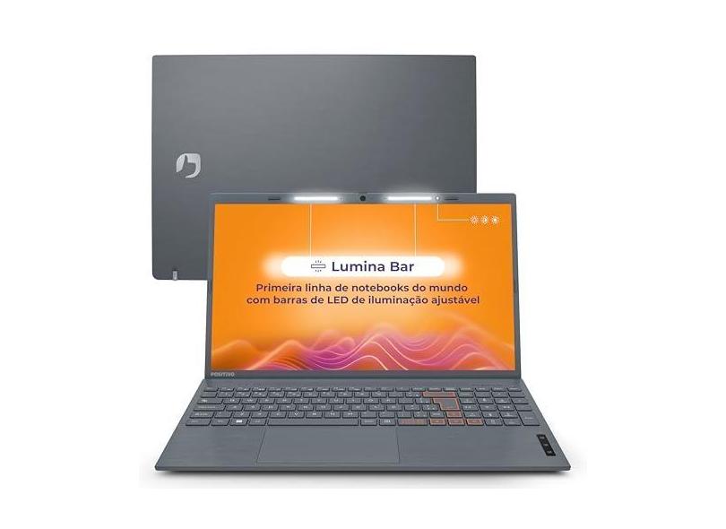 Notebook Positivo Vision C15 Lumina Bar Celeron, 8GB 128GB eMMC, Tela 15 polegadas HD Antirreflexo, Linux, Tecla Link, Cinza - 2 ANOS DE GARANTIA