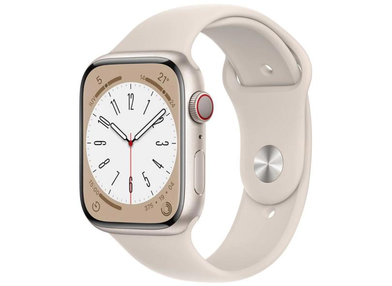 Apple Watch Series 8 45mm GPS + Cellular Caixa Prateada Aço Inoxidável  Pulseira Esportiva Branca - Apple Watch Series 4 - Magazine Luiza