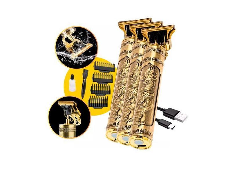 Kit Com 3 Maquininhas Barbeadores De Cabelos Clipper Eletrico Dragão N