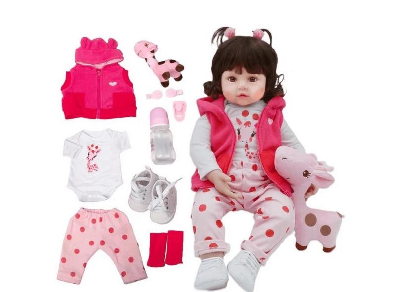 Bebe Reborn Realista Girafinha Menina De Silicone 48Cm Olhos Castanhos em  Promoção é no Buscapé