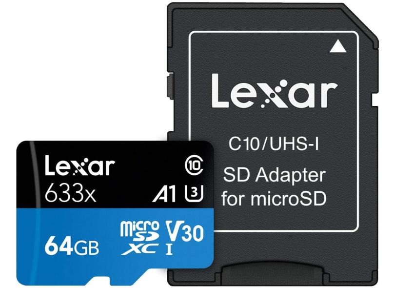 Cartão de Memória Micro SDXC com Adaptador Lexar 64 GB LSDMI64GBBNL633A